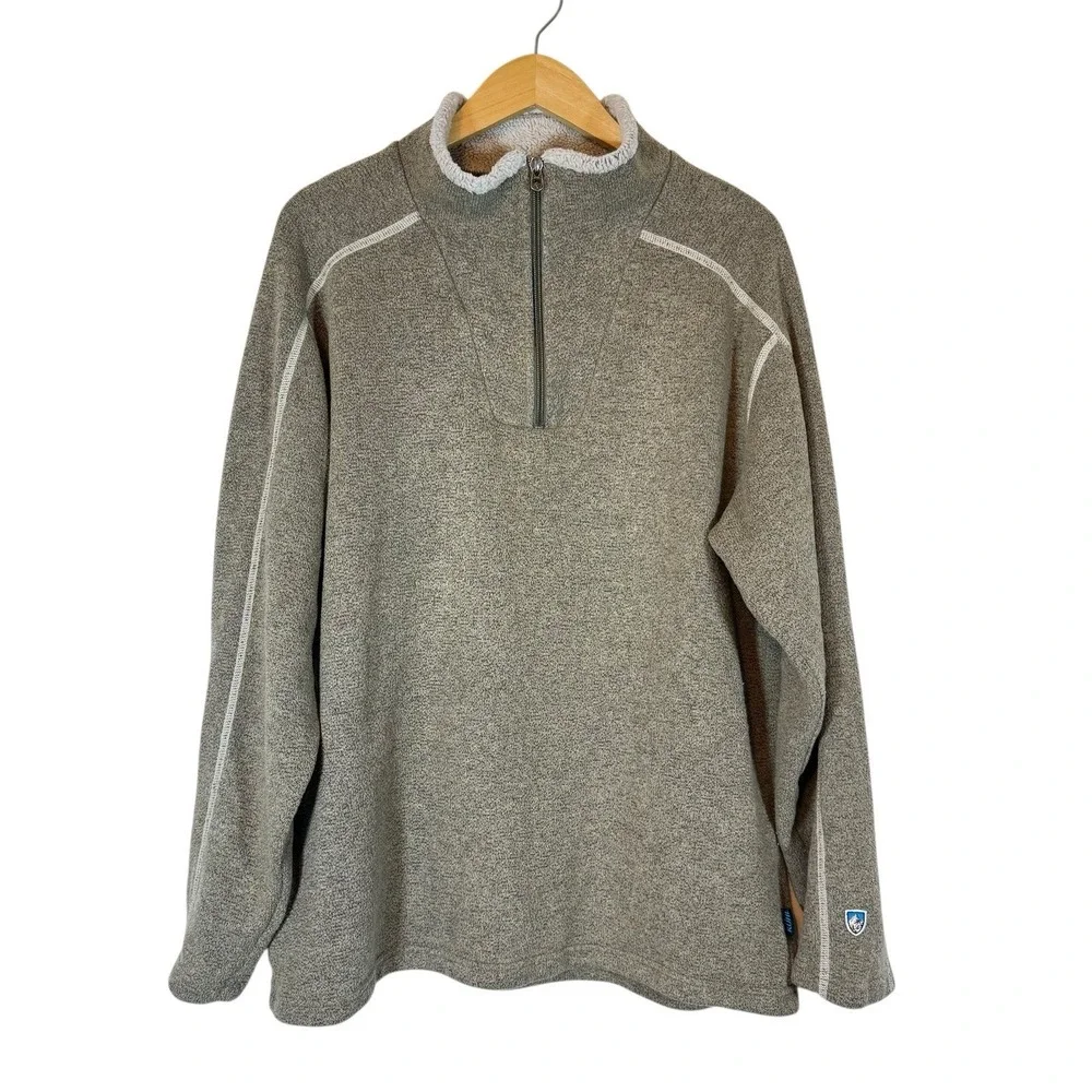 Kuhl Europa 1/4 Zip Fleece Sweater Size XL Pullover Sherpa Alfpaca Tan Jacket